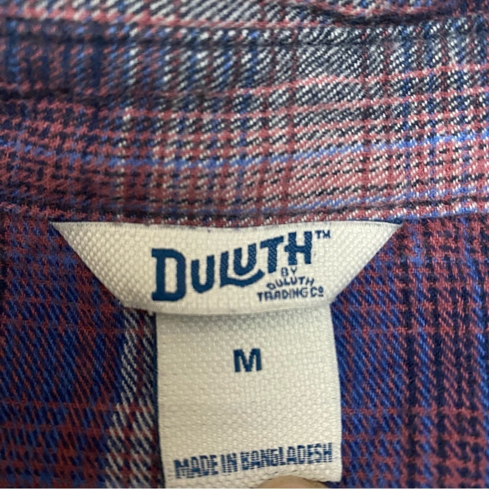 Duluth Trading Co Purple Plaid Western style Shirt pearl snaps Medium - Picture 3 of 8